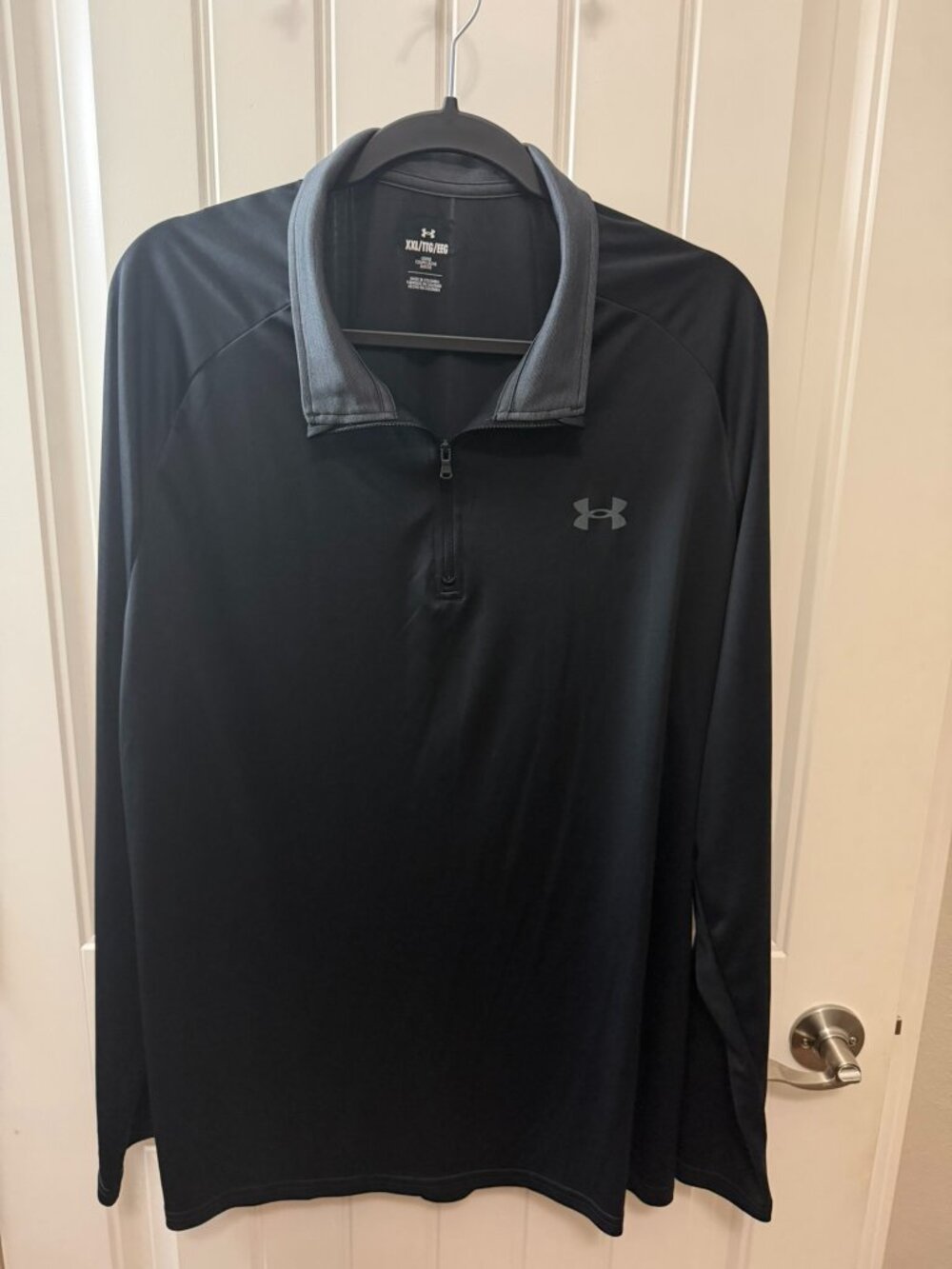 Under Armour Men's Black Gray Quarter Zip Pullover Long Sleeve 2XL